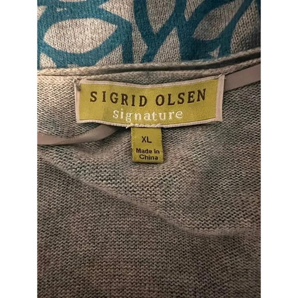 Sigrid‎ Olsen Oversized open lightweight cardigan, geometric floral ribbed, XL ￼ - Picture 9 of 11